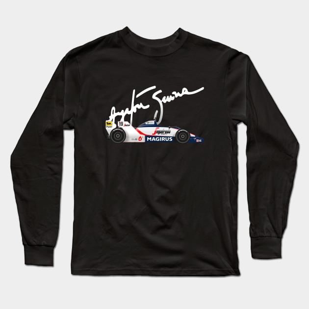 Ayrton Senna's Toleman 183 Illustration with signature Long Sleeve T-Shirt by Burro Wheel